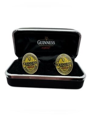 Guinness Extra Stout Cufflinks Beer Label Gift Tin Box Loose Toggle One Side